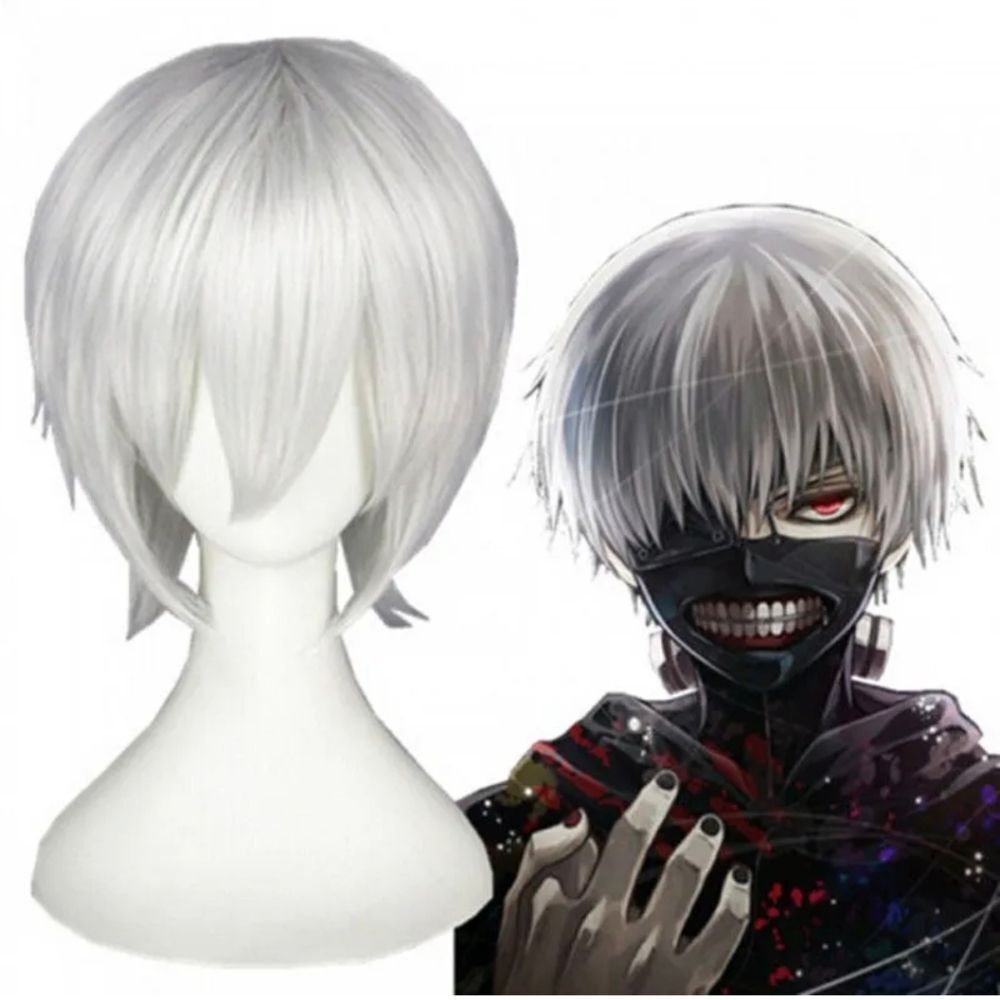 Kaneki Ken Tokyo Ghoul Hair Short Silver White Straight Wig For Costume Cosplay